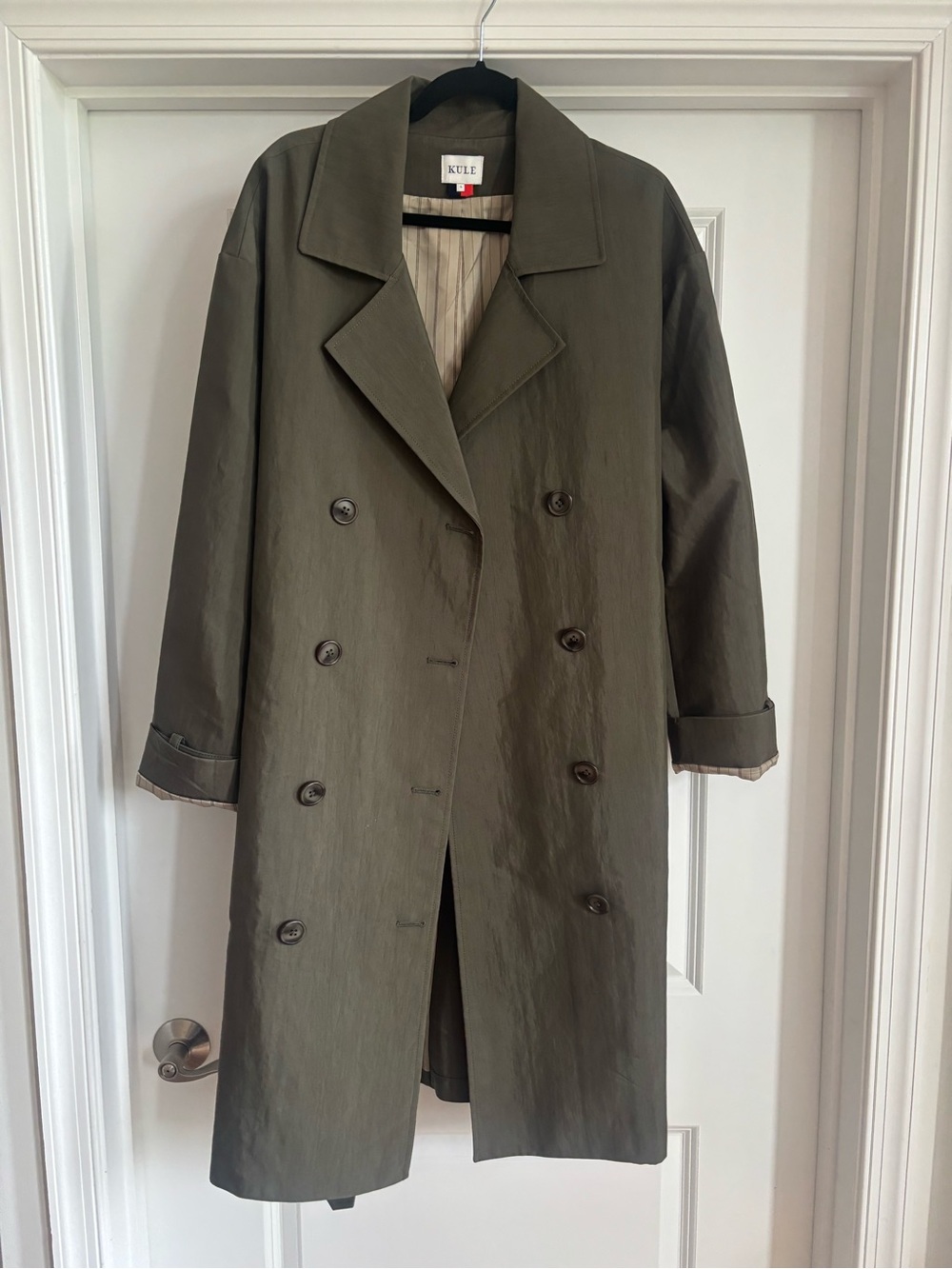 Kule Olive Green Double-Breasted Trench Coat